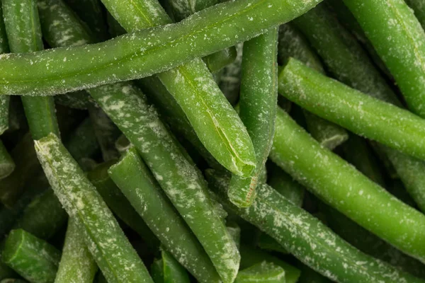 Frijoles Verdes Congelados Cortados Tazón Aislados Blanco —  Fotos de Stock