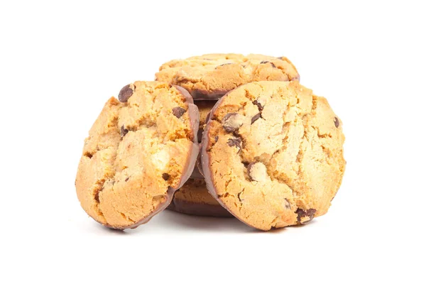 Chocolade Chip Cookies Geïsoleerd Witte Achtergrond — Stockfoto