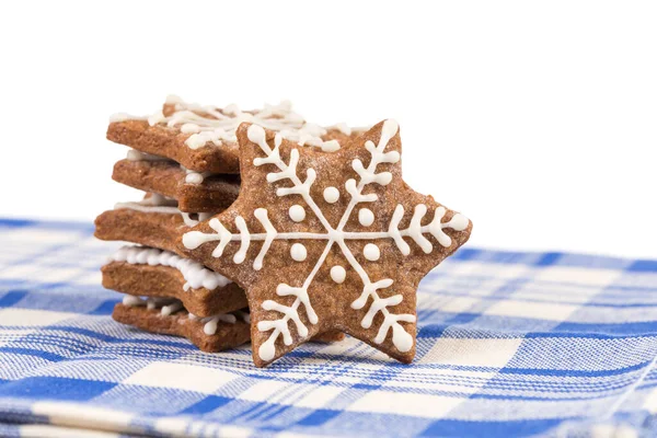 Handgemaakte Kerstmis Gingerbreads Geïsoleerd Witte Achtergrond — Stockfoto