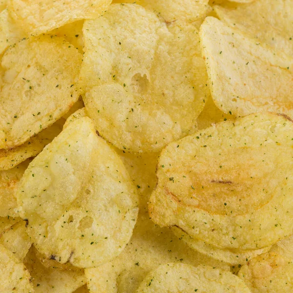Előkészített Burgonya Chips Snack Vértes Viewas Háttérben — Stock Fotó