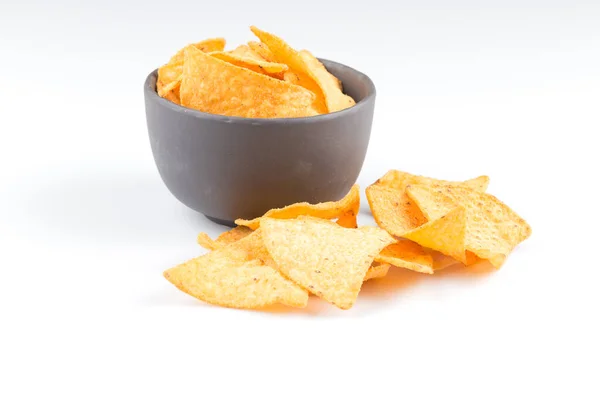 Mexikói Kukorica Nachos Chips Elszigetelt Fehér Alapon — Stock Fotó