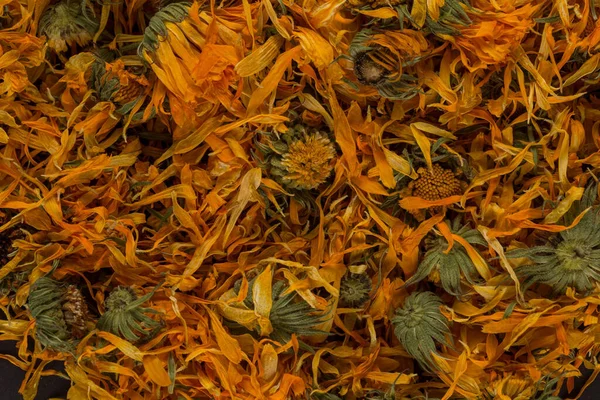 Calendula Flowewr Herbaty Infuzji Jako Tło — Zdjęcie stockowe