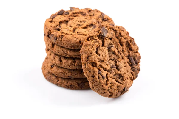 Chocolate Chip Cookies Close Isoliert Auf Weißem Hintergrund — Stockfoto