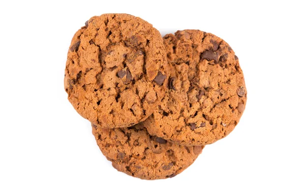 Čokoláda Čip Cookies Izolovaných Bílém Pozadí — Stock fotografie