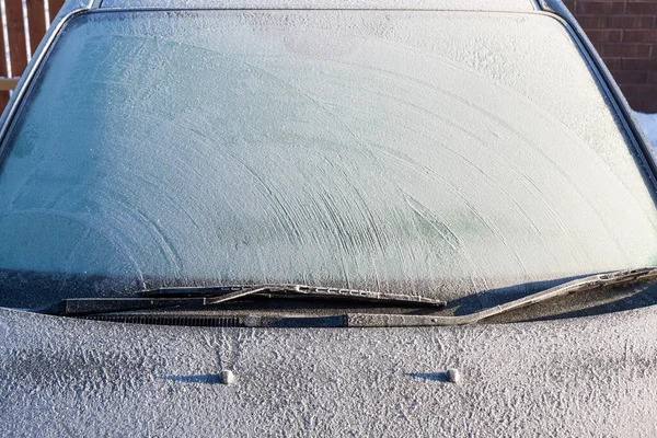 Ветровое Стекло Автомобиля Снегу Зимнее Изображение — стоковое фото