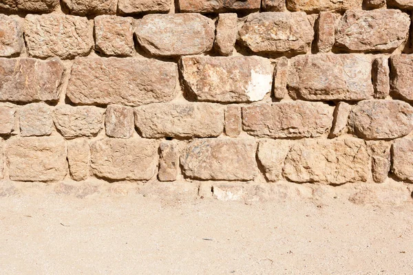 Старинная Каменная Стена Текстура Песчаного Пола — стоковое фото
