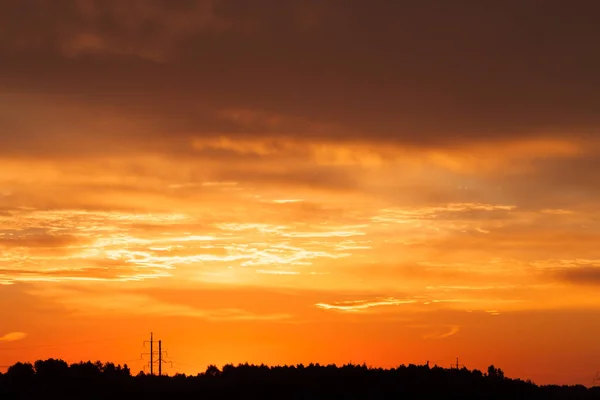 Žhavé Zářivě Oranžové Žluté Barvy Západu Slunce Obloha — Stock fotografie