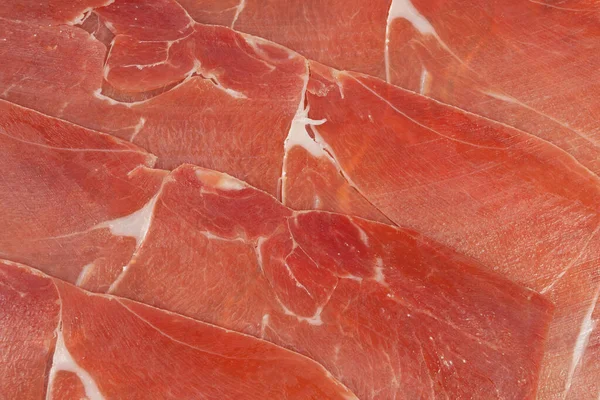 Red Ham Prosciutto Sliced Background — Stock Photo, Image