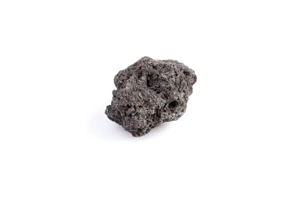 Чорний Лавовий Камінь Вулкана Білому Тлі — стокове фото