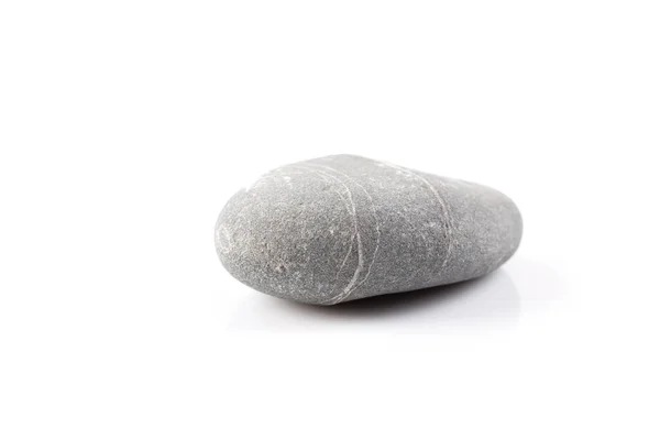 Szary Kamień Odizolowany Białym Tle Odbiciem — Zdjęcie stockowe