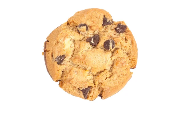 Choklad Chip Cookie Isolerad Vit Bakgrund — Stockfoto