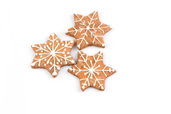 白い背景で隔離星型クリスマスのジンジャーブレッドのクッキー — ストック写真