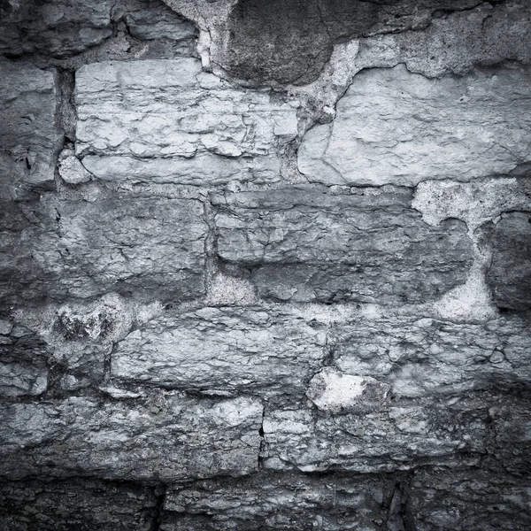 Pęknięty Porysowany Tynk Kamienny Mur Kolorach Czerni Bieli — Zdjęcie stockowe