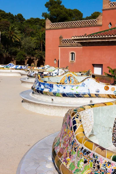 Dettaglio Primo Piano Del Mosaico Park Guell Barcellona Spagna — Foto Stock