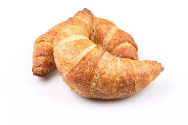 Frisches Und Schmackhaftes Croissant Auf Weißem Hintergrund — Stockfoto