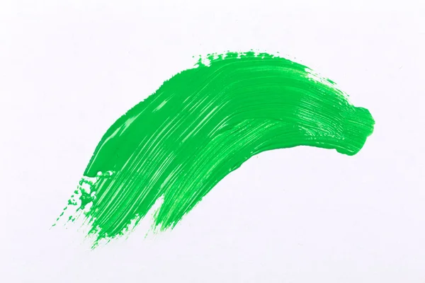 Green Texture Splash Stroke Paint Brush White Paper Background — Photo