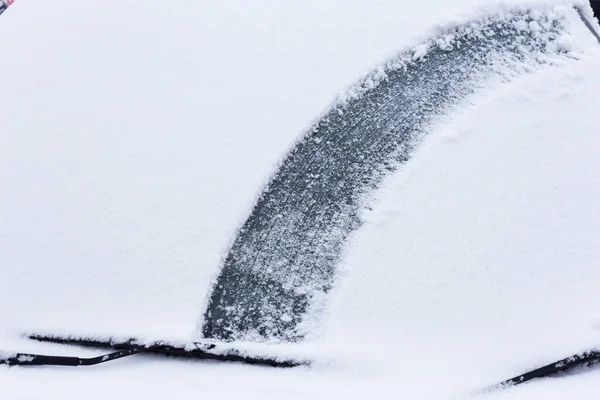 Limpieza Nieve Del Coche Invierno — Foto de Stock