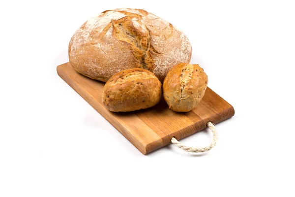 Świeże Pieczone Bułki Chleba Izolowane Białym — Zdjęcie stockowe