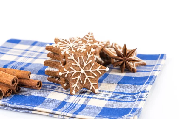 Hand Made Christmas Gingerbreads Isolated White Background — Stock Photo, Image