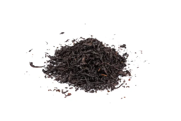 Сухой Черный Чай Листья Изолированы Белый — стоковое фото