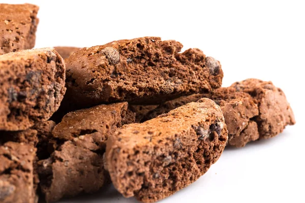 stock image Cantucci with chocolate pieces isolated on white background