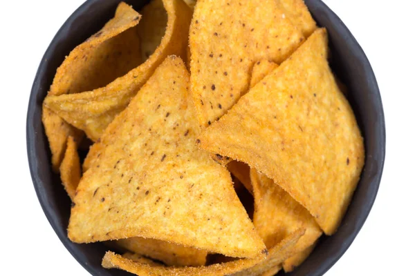 Mexikanska Majs Nachos Chips Isolerade Vit Bakgrund Stockfoto