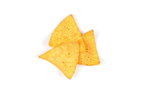 Mexické Kukuřičné Nachos Chipsy Izolované Bílém Pozadí — Stock fotografie