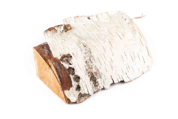 Birch Lenha Árvore Log Fundo Branco — Fotografia de Stock