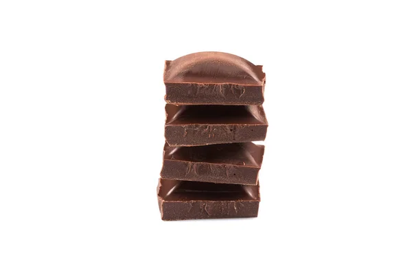 Natürliche Schokoladenmilch Dunkler Riegel Isoliert Auf Weiß — Stockfoto