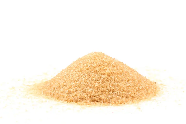 Krystalky Třtinového Hnědého Cukru Izolovaných Bílém Pozadí — Stock fotografie