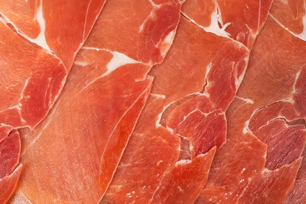 Skivor Färskt Prosciutto Kött Som Bakgrund — Stockfoto