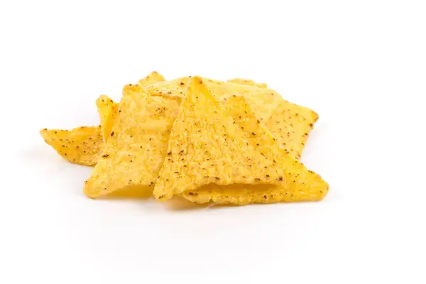 Gezouten Maïs Snack Nachos Chips Geïsoleerd Wit — Stockfoto