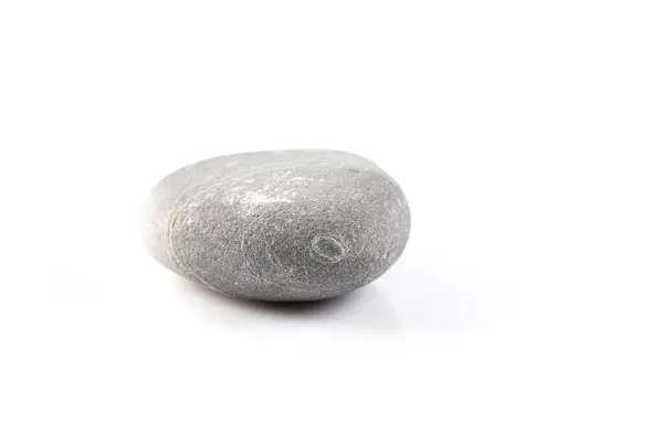 Piedra Gris Aislada Sobre Fondo Blanco Con Reflejo — Foto de Stock