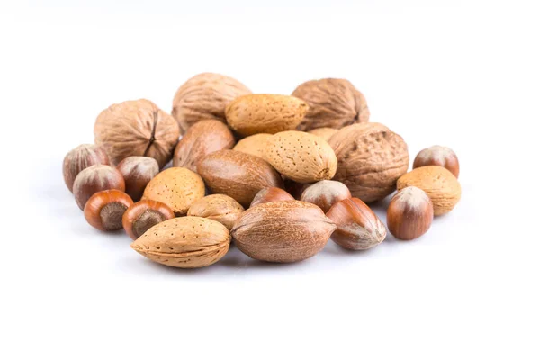 Odrůda Smíšených Ořechů Izolovaných Bílém Pozadí — Stock fotografie