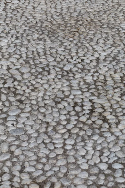 Okrągłe Kamienie Ziemi Tekstura Bruku Parku Betonowa Droga Dla Pieszych — Zdjęcie stockowe