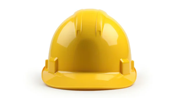 白い背景で隔離された頭部 黄色い色の保護のための単一のヘルメットの3Dレンダリング — ストック写真