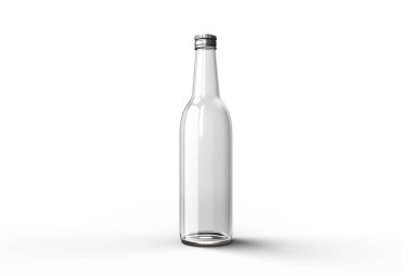 Paket tasarımınız için beyaz arkaplanda izole edilmiş 3D gerçekçi şişe modelleme şablonu.