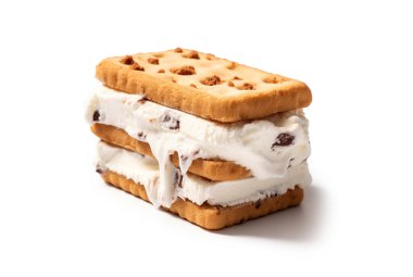 Dondurmalı sandviç barı, beyaz arka planda izole edilmiş..