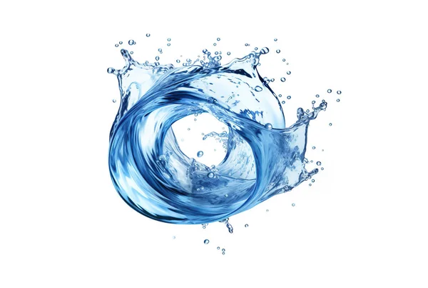 Renderelés Kék Víz Splash Mozgásban Kerek Kör Alakú Elszigetelt Fehér — Stock Fotó