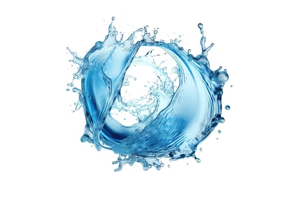 Рендеринг Синей Воды Всплеск Движении Круглая Форма Круга Изолированные Белом — стоковое фото