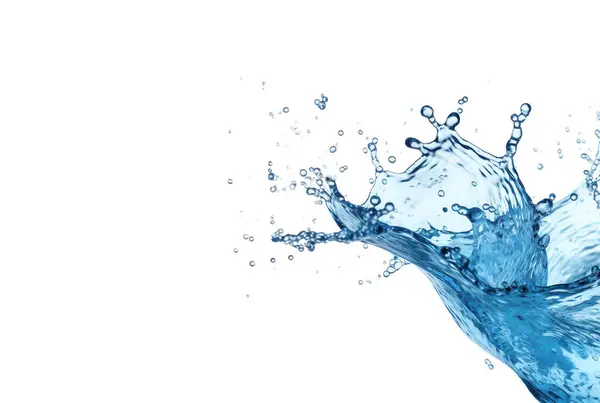 Darstellung Von Blauen Wasserspritzern Bewegung Isoliert Auf Weißem Hintergrund — Stockfoto
