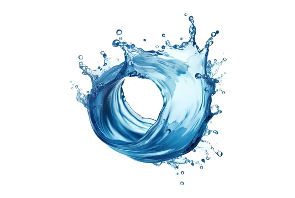 Renderização Respingo Água Azul Movimento Forma Círculo Redondo Isolado Fundo Fotografias De Stock Royalty-Free