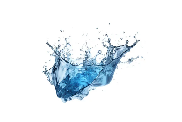 Representación Salpicaduras Agua Azul Movimiento Aislado Sobre Fondo Blanco Fotos De Stock