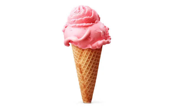 味道鲜美的草莓冰淇淋 白色背景隔离 — 图库照片