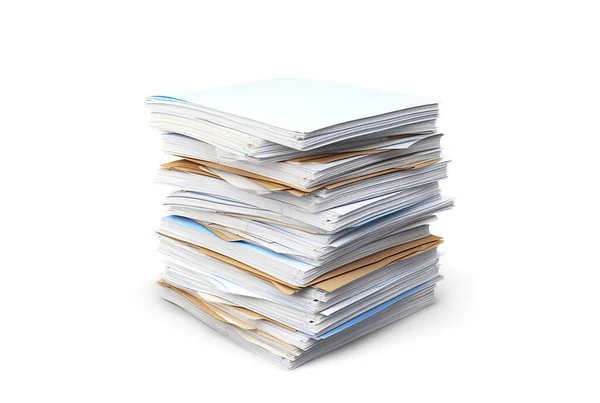 Rendering File Folder Paper Stack Perspective View Isolated White Background — Stock Photo, Image