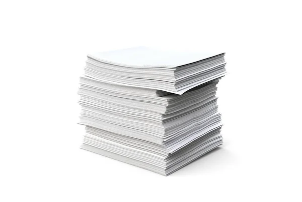 Рендеринг Файла Папки Бумажного Стека Перспективный Вид Изолированные Белом Фоне — стоковое фото