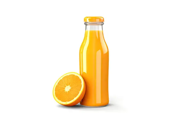 Рендеринг Бутылка Апельсинового Коктейля Здоровья Сырой Веганской Диеты Концепции Изолированные — стоковое фото