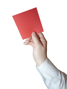 Beyaz zemin üzerinde kırmızı kağıt ile el