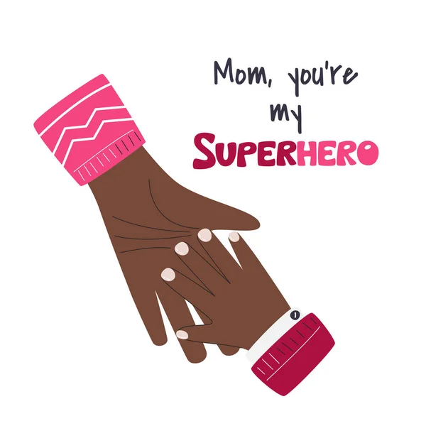 Mama Copilul Afro American Țin Mână Mamă Eşti Designul Meu — Vector de stoc