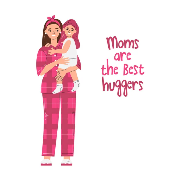Mamele Sunt Cel Mai Bun Concept Scriere Îmbrățișărilor Mama Ține — Vector de stoc